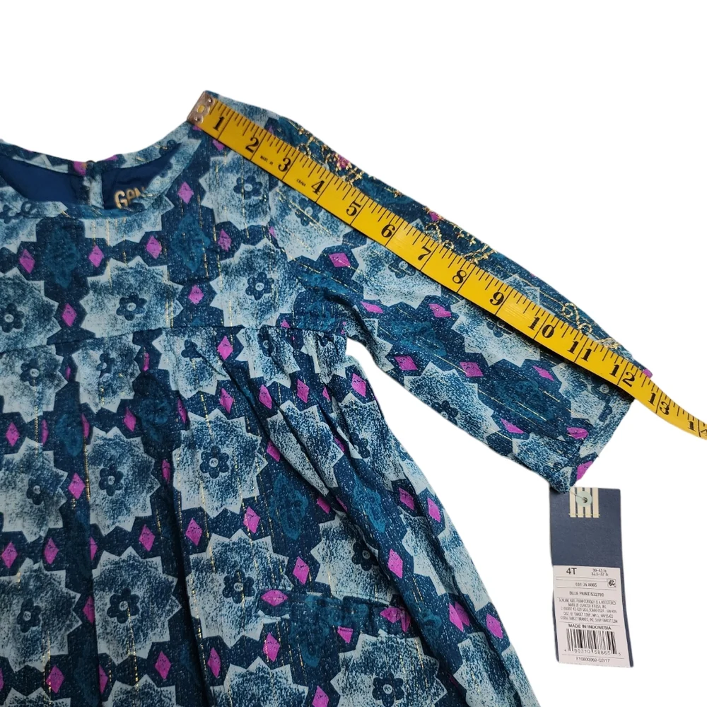 Genuine Kids from Oshkosh Floral Dress with Golden Accents Kids Girls Si…